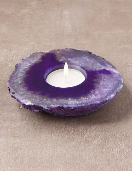 Agate Candle Holder - Purple - As Is Clearance